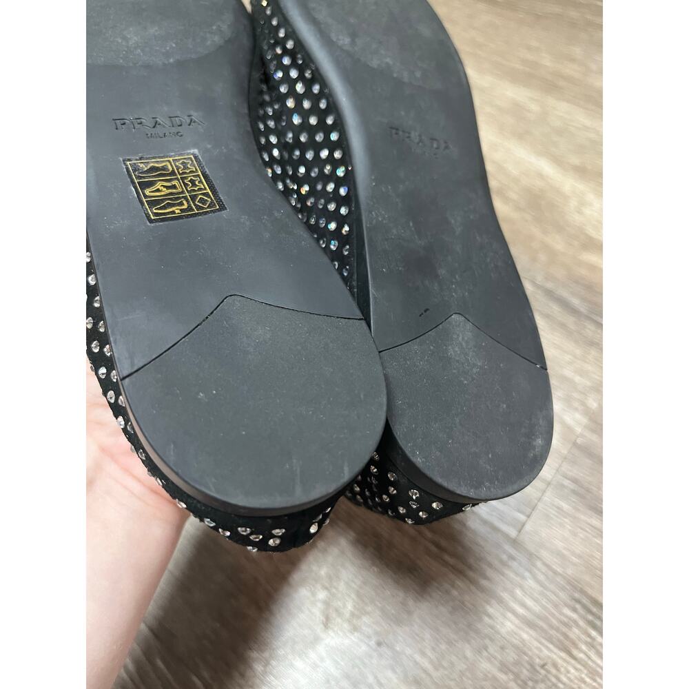 Prada Suede Ballerinas with Crystals Size 37.5 - Picture 7 of 16